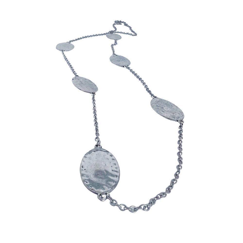 Silver Long Necklace Chain Multiple Pendants Boho Bohemian